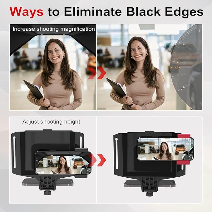 7.7-Inch Mobile Teleprompter, 3-in-1 Handheld/Desktop/Monitor Modes, HD 70/30 Optical Beam Splitter, Remote Control, Compatible with iOS & Android Tablets