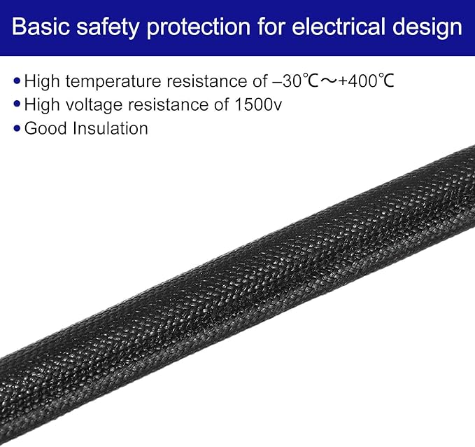 MECCANIXITY 5Pcs Wire Insulation Braid Fire Sleeve,9.8Ft-4mm ID Black, High Temp Silicone Coated Fiberglass Sleeving for Automotive Hose Lines Electrical Wiring