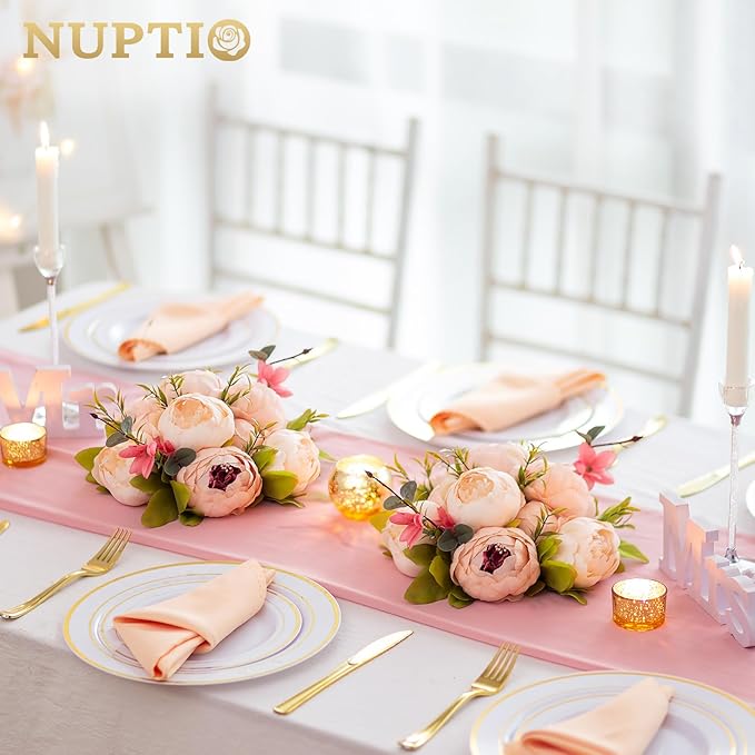 NUPTIO Pink Peonies Flowers: 2 Pcs 9.4 inch Diam Artificial Peony Flower Balls - Fake Flower Ball Arrangement Bouquet Wedding Centerpieces for Tables Decorations