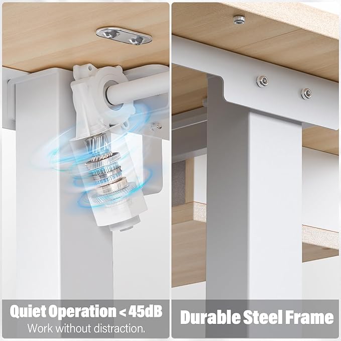 Electric Standing Desk with 4 Drawers 40''x 24'' Small Adjustable Height Sit to Stand Up Desk with Storage Shelf, C-Clamp Mount Compatible Black Home Office Desks Computer Desk Ergonomic Workstation