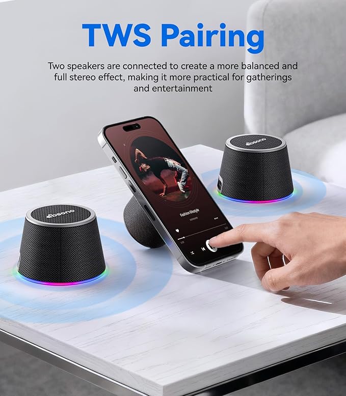 Small Bluetooth Speaker Gifts for Teens: Valentines Gifts for Him Her, 3 IN 1 Portable Magnetic Speaker with 9-Mode Lights, Waterproof Phone Stand for Desk, Cool Birthday Gadget Gifts for Adults