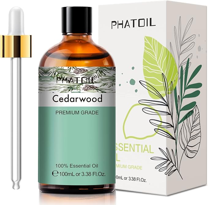 Cedarwood Essential Oil, 3.38Fl.Oz PHATOIL Pure Essential Oil Singles for Aromatherapy Diffusers, Humidifiers, Great for DIY Candle and Soap Making, Gift for Friend