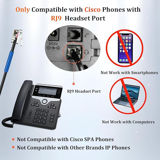 Callez RJ9 Cisco Phone Headset for Office Phone with Noise Cancelling Microphone & Mute Switch, Telephone Headset Compatible with Cisco IP Phones 7821 7841 7945 7962 7965 7975 8811 8841 8851 8865