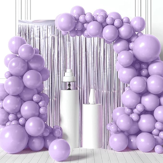 3 Pack 3.3 x 8.2 ft Light Purple Foil Fringe Backdrop Curtains, Tinsel Streamers Party Decorations, Fringe Backdrop, Door Shimmer for Baby Shower or Birthday Party