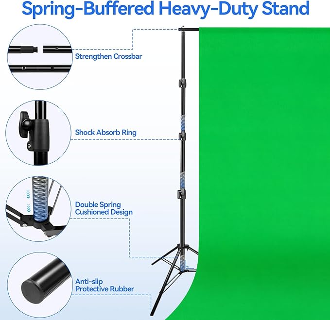 EMART 10 x 10ft Green Screen Backdrop Kit with Tripod Stand, Photography Background Support System with 10 x 20ft 100% Cotton Muslin Chromakey Backdrop for Photo Studio, Video Shooting, Live Streaming
