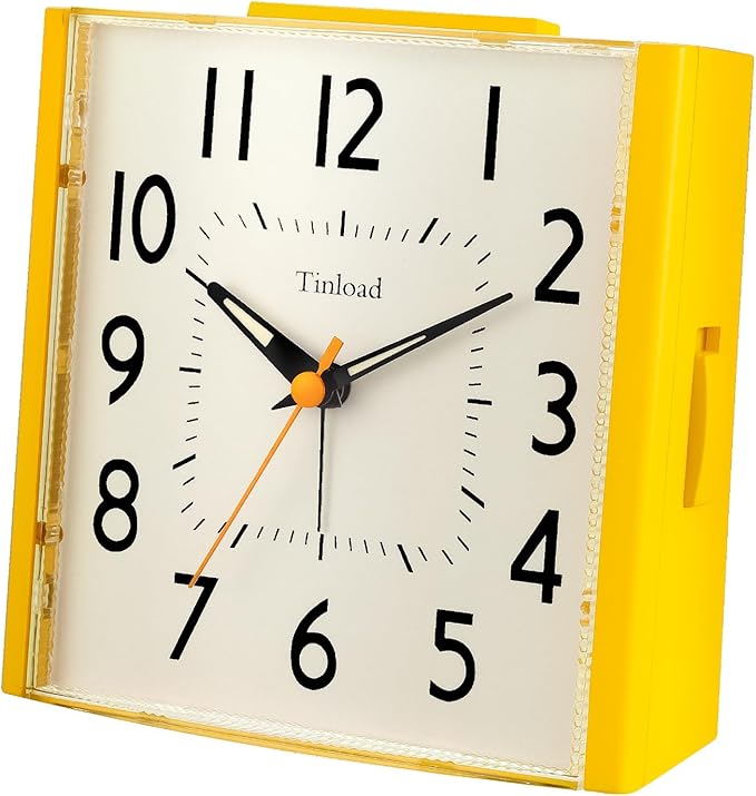 4.7" Vintage Retro Analog Alarm Clock, Super Silent Non Ticking Clock with Night Light, Snooze, Battery Operated, Simply Design, for Living Room, Bedroom, Bedside, Desk, Gift Clock