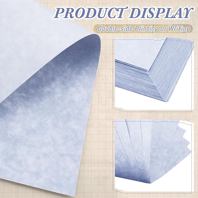 Epakh 200 Sheets Old Age Parchment Paper 8.5 x 11 Inch Standard Letter Vintage Colored Old Parchment Semblance Double Side Printing Paper(Blue)