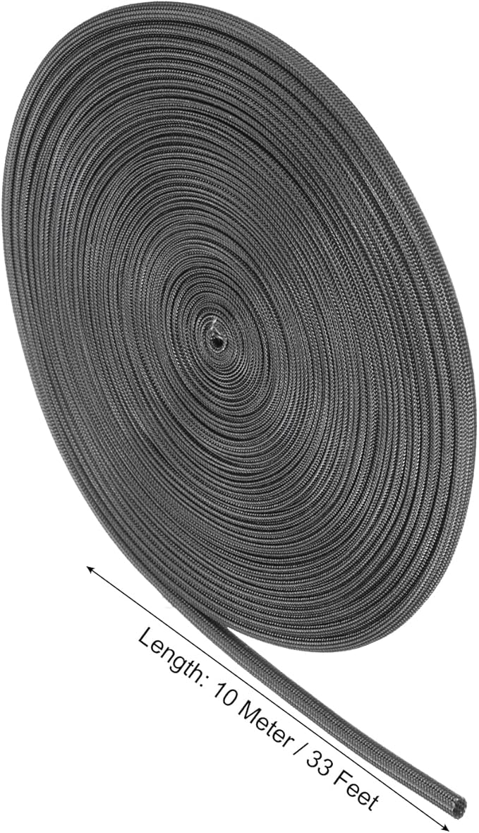 uxcell Insulation Cable Protector,4mm/0.16 Inch-10m/33 Feet High Temp Fiberglass Sleeve Black