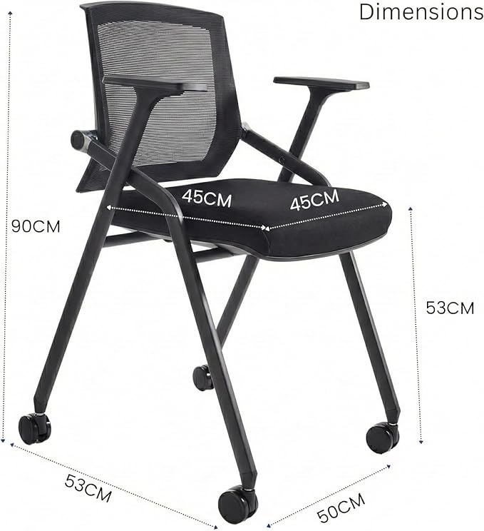 16 Pack Stackable Conference Room Chairs with Paddle Folding Office Chair Foldable Desk Chair Mesh Back and Arms for Conference Meeting Guest Reception Home Office Training Room Chair Black