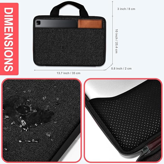 Hseok Laptop Case 13.3-14 inch Briefcase Handbag, Water-Resistant and Shockproof Computer Sleeve Compatible with MacBook Pro 14", Mac Air/Pro 13.3" and 13"-14" Notebooks Chromebooks,Black