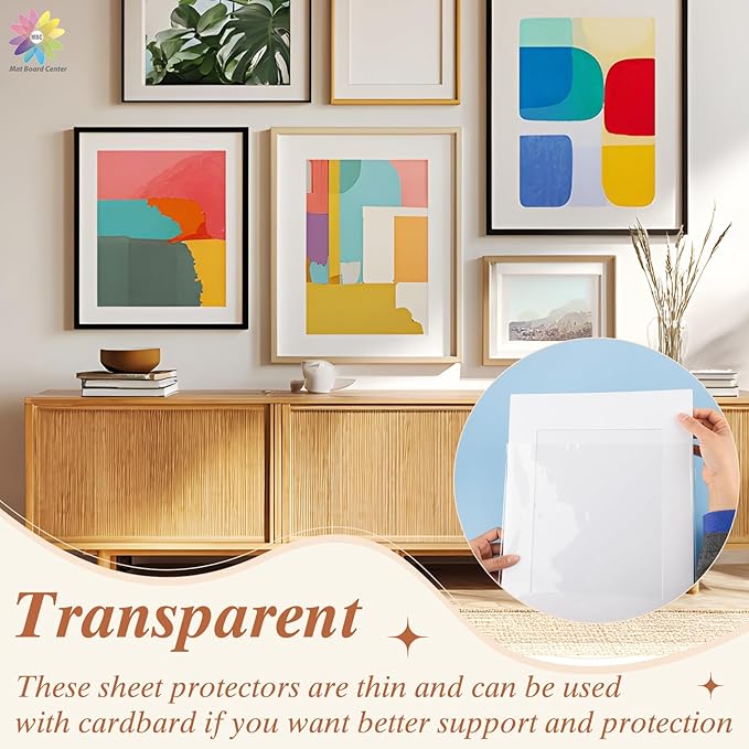 Mat Board Center 4x5 Inches Crystal Clear Sleeves Storage Bags, 100 Pack Self Sealing Cellophane Bags for A2 Card w/Envelope Photos Jewelry