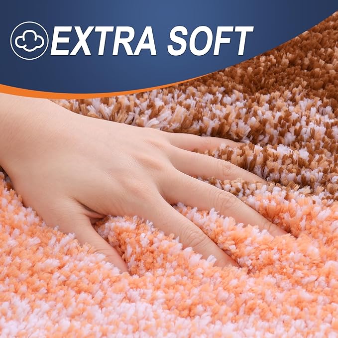 OLANLY Bathroom Runner Rugs 47x24, Extra Soft Absorbent Microfiber Bath Rugs, Rubber Backing, Quick Dry, Machine Washable Bath Mats for Bathroom Floor, Tub and Shower, Home Decor Accessories, Orange