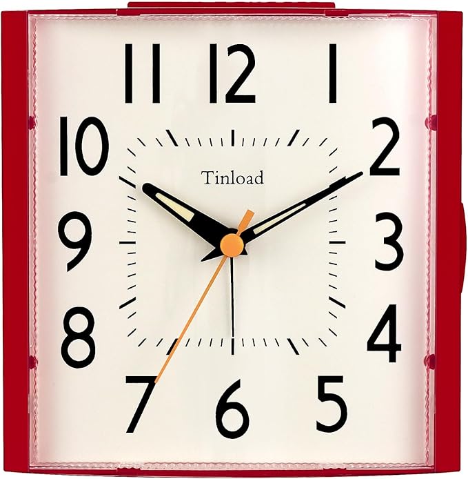 4.7" Vintage Retro Analog Alarm Clock, Super Silent Non Ticking Clock with Night Light, Snooze, Battery Operated, Simply Design, for Living Room, Bedroom, Bedside, Desk, Gift Clock