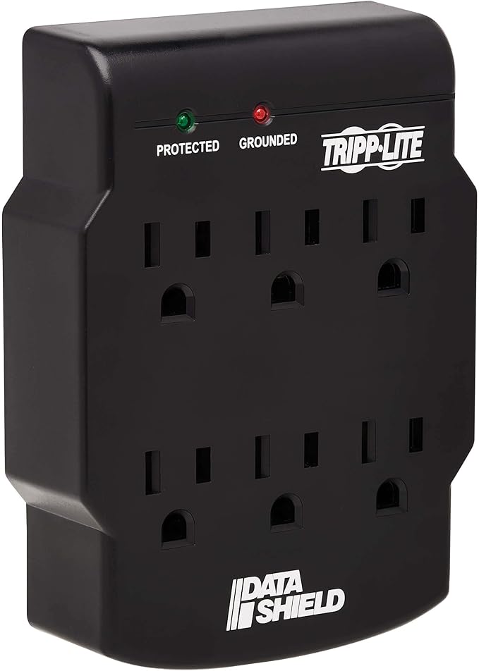 Tripp Lite 6 Outlet Surge Protector Power Strip, Direct Plug in, Black, Lifetime Limited Warranty & $10,000 Insurance (SK6-0B)