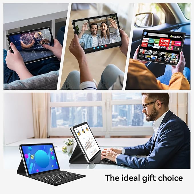 SUNTUNG Tablet, 2025 Latest 10 inch Android 14 Tablet, MTK8183 Octa-Core, 16GB 128GB 1TB Expansion, 2.4/5G WiFi, 21MP Camera, Gemini AI 2.0, Tablets with Keyboard, Mouse, Case etc