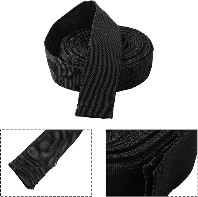 Welding Protective Nylon Sleeve 25ft – Abrasion Resistant Flame Retardant Hose Cover for TIG/MIG/Stick Torch Cables, Plasma Torch and Hydraulic Lines, Black