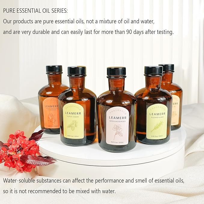 LEAMERR Premium Reed Diffuser Set - 8.8 oz (250 ml) Bedroom Bathroom Living Room Home Fragrance Products Sweet Orange&CEDERWOOD Scent 1 Pack