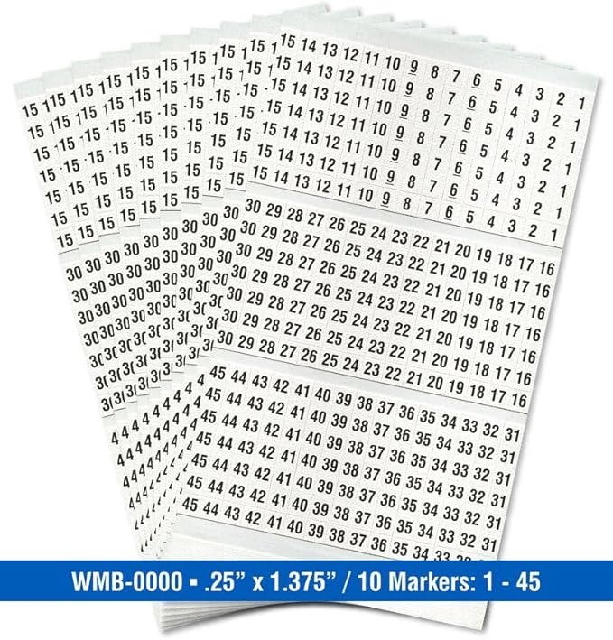 Premium Wire Marker Book for Cable Management, Vinyl-Coated, High-Tack Adhesive, Electric Panel Wire Label Stickers - 10 Pages Per Book