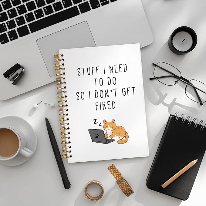 LIANGW Stuff I Need To Do So I Don't Get Fired Hardcover 160 Pages Spiral Notebooks,Funny Notebooks for Work,New Job Gift,Goodbye Gift for Coworker Leaving,Funny Gag Gift for Coworkers 5.5x8.3 Inch