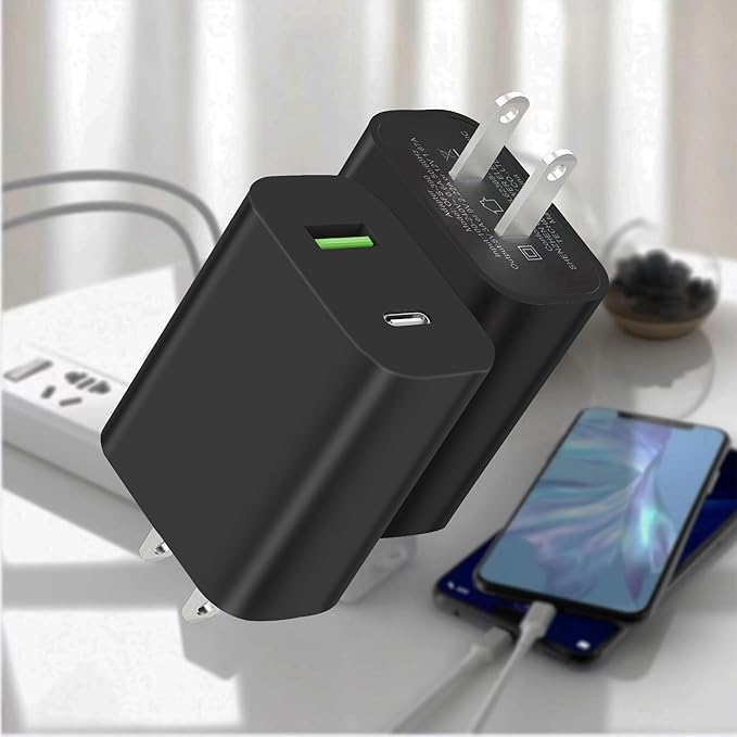 2 Pack USB C Charger Block, Dual Port Type C Wall Charger Fast Charging 20W Power Adapter Cube for iPhone 14/14 Pro/14 Pro Max/14 Plus/13/12/11, XS/XR/X, iPad, Samsung, More