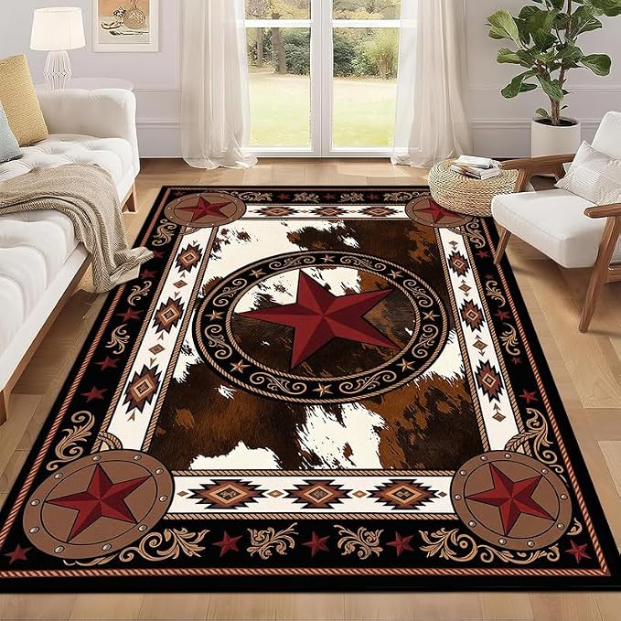 Vintage Star Rugs Non Slip Rustic Farmhouse Floor Mat Washable Carpet for Entryway Bedroom Living Room Nursery Playroom Classroom Home Decor,3'x5'