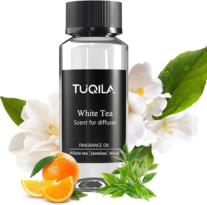 Tuqila White Tea Essential Oil for Waterless Diffusers - 120ML Luxury Home & Car Air Freshener, Natural Aromatherapy Scent Refill for Office, Home, Car, Spa - Premium Aroma Scent Oils
