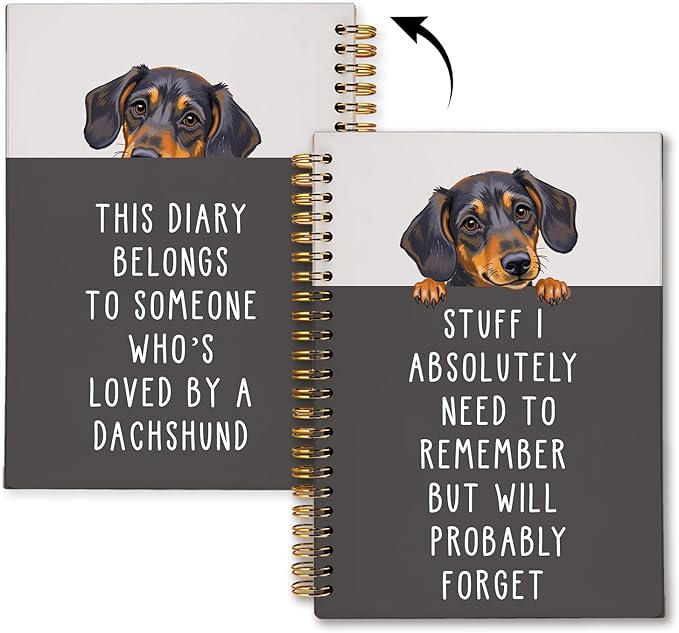 LIANGW Funny Dachshund Gifts for Women & Men, Dachshund Spiral Notebook Journal, Weiner Dog Gifts, Sausage Doxie Dog Gift, 5.5x8.3 Inch
