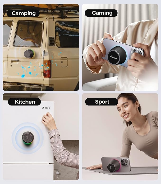 Small Bluetooth Speaker Gifts for Teens: Valentines Gifts for Him Her, 3 IN 1 Portable Magnetic Speaker with 9-Mode Lights, Waterproof Phone Stand for Desk, Cool Birthday Gadget Gifts for Adults