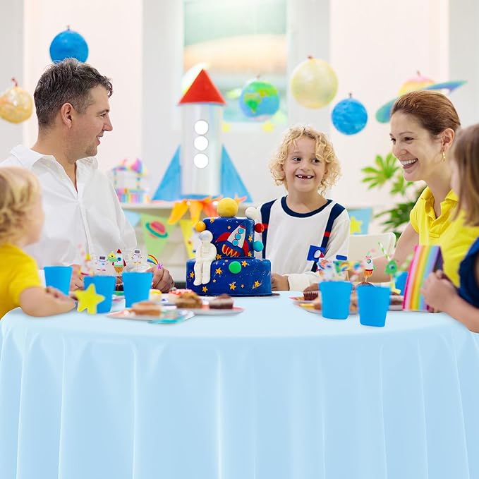 MASHAN 12Pcs Plastic Round Pastel Color Tablecloths,Mix Color Table Cloth Disposable Round Table Covers for Baby Shower, Wedding,Birthday Party,Spring Easter and Summer Party Decorations, 84 Inch