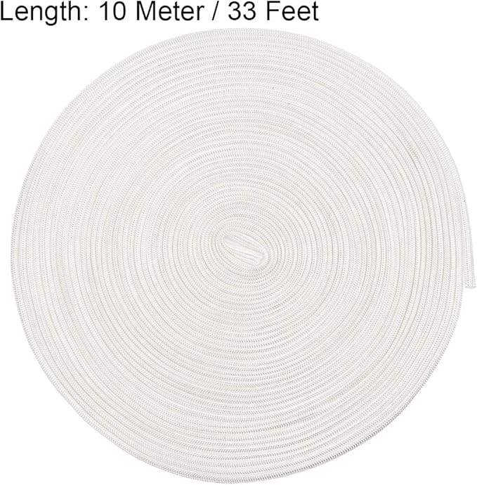 uxcell Insulation Braid Sleeving,3mm/0.12 Inch-10m/33 Feet High Temp Fiberglass Sleeve White