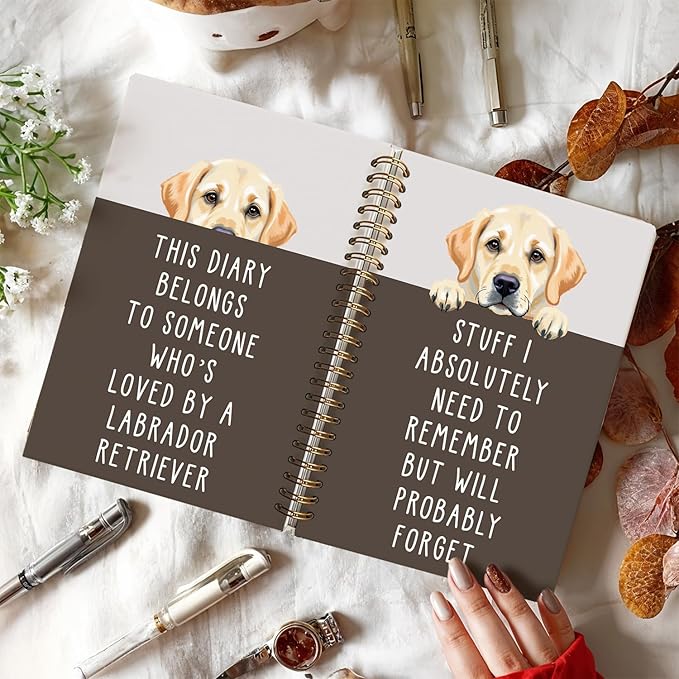 LIANGW Funny Labrador Retriever Puppy Gifts Spiral Notebook Journal, Labrador Lab Gifts Journal for Writing, Pet Dog Mom Owner Lovers Gift, 5.5x8.3 Inch