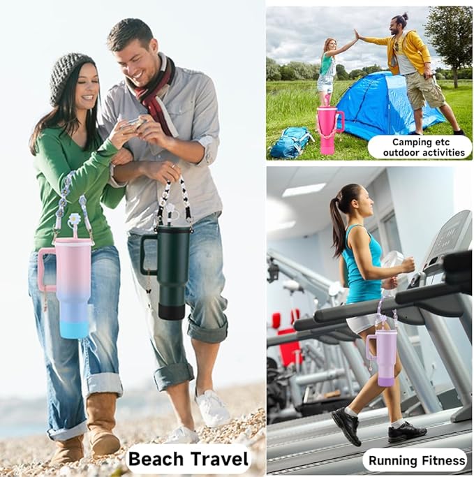40 oz Tumbler with Handle Straw and Accessories, Drop & Abrasion Resistant, Vacuum Double-Layer Insulation, Ideal for Camping, Fitness, Outdoor Use