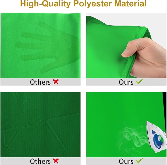 UTEBIT Green Screen Backdrop, 6x9 ft Photography Chroma Key Greenscreen Background Sheet for Background Removal, Thick Polyester Fabric Cloth Sheet for Photoshoot Video, Live Streaming (Backdrop Only)