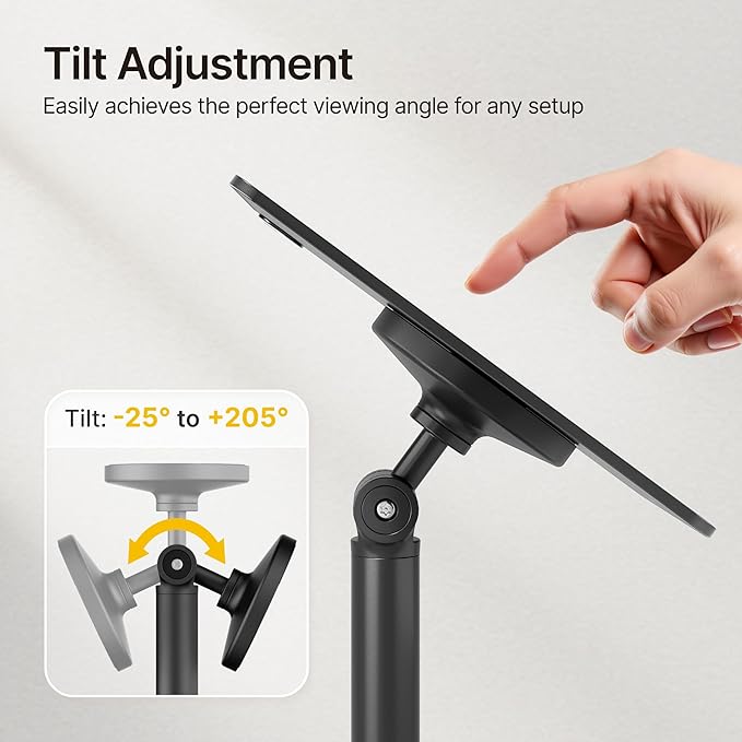 monTEK Anti-Theft Tablet Floor Stand, Frameless Universal Tablet Kiosk with Security Lock Fit 7”-15” Screen Size, Height Adjustable Floor Stand Compatible with IPad Pro/Air/Mini and Samsung Tab, Black