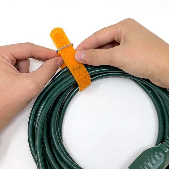 Wrap-It Storage Cinch-Straps, 12" 16 Pack (Yellow), Features Metal Buckle and Label for Cord Identification, Reusable Multi-Purpose Securing Cable Straps, Cord Wrap, Cord Organizers
