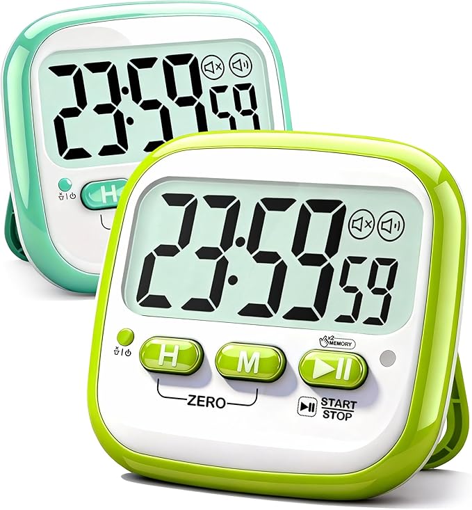 Antonki 2 Pack Classroom Timers for Kids Teachers, Magnetic Countdown Digital Kitchen Timer for Cooking, Study, Exercise, Games, Time Mangement - Loud/Silent Mode - Battery Included