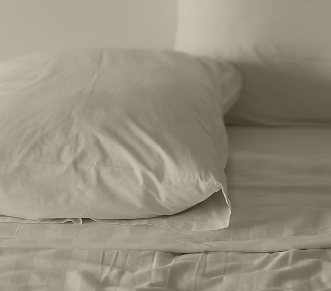 RUVANTI 100% Cotton California King Sheet Sets, 4 Pieces, Soft & Breathable Percale Weave Bedding, Deep Pocket 14", Hotel Standard, Crisp Cool Feel & Durable, Perfect Dyed Sheets, Taupe