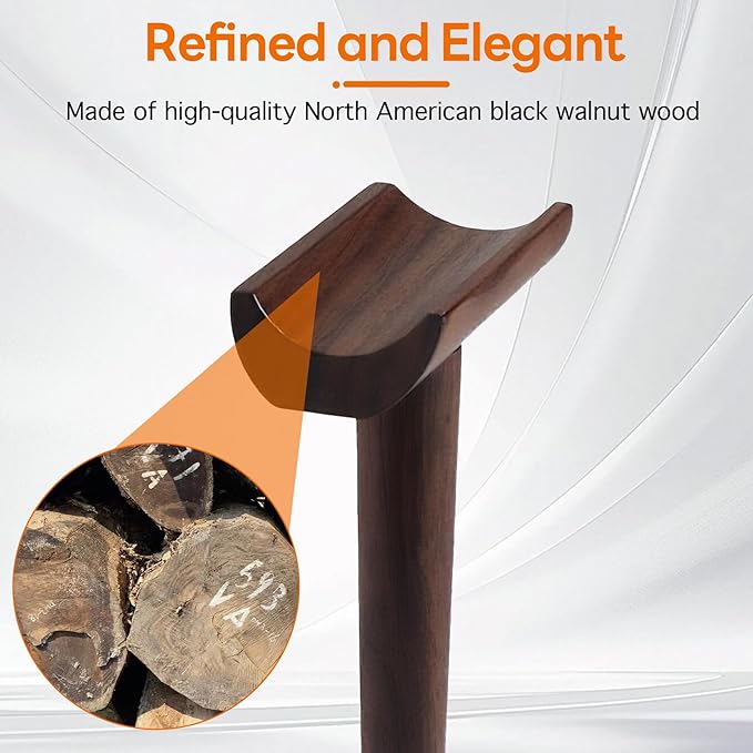 Yookin Wood Headphone Stand Headset Stand for Deak Universal Headphone Holder with Storgae Base Handcrafted Desk Organizer for Gaming Headsets(Black Walnut)