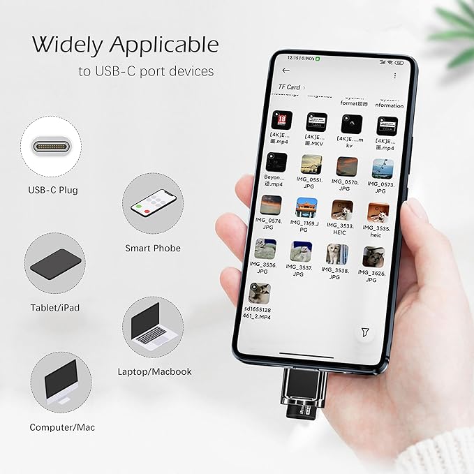 USB C Micro SD Card Reader for Android Phone, Camera, Laptop with Keychain, Mini Metal Type-C Card Reader (Black)