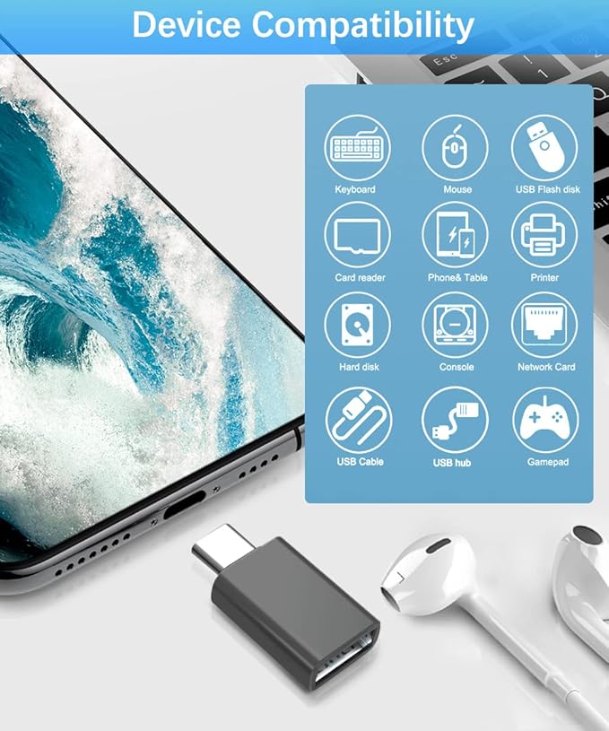 Elebase Samgsung S25 USB to USBC Adapter with Type C OTG Adaptor 4P,USBA Male to C Female Converter for Galaxy S24 S23 Plus Ultra FE,Z Fold Flip 7 6,Galaxy Tab S10 S9,Google Pixel 9 8,AirPods 4