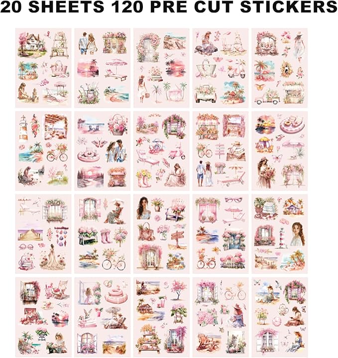 Auguro 4 Books for Seasons Stickers for Scrapbooking 480 Pre-Cut Pet Transparent Stickers for journaling Spring Summer Fall and Winter Sticker