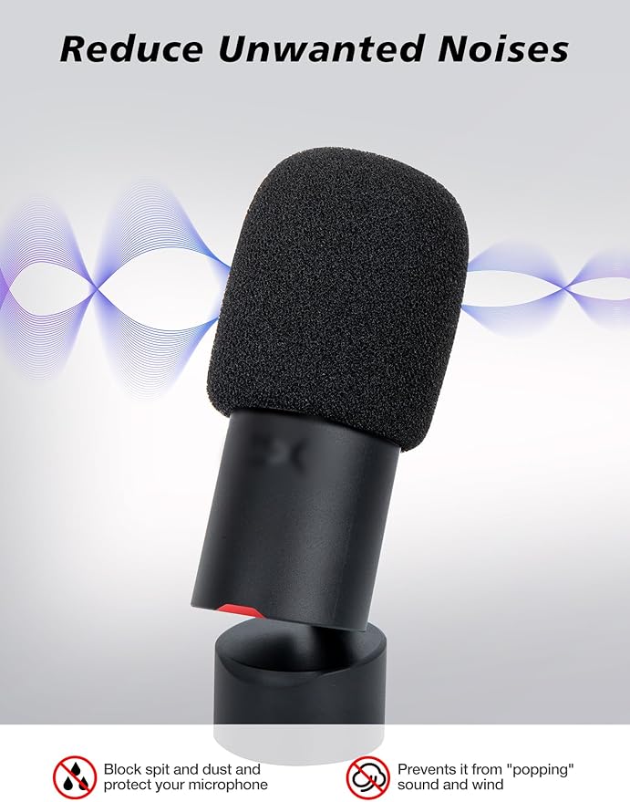 SUNMON SoloCast 2 Microphone Pop Filter Windscreen - Noise Reduction Gaming Mic Foam Covers, Mic Foam Cover Pop Filter