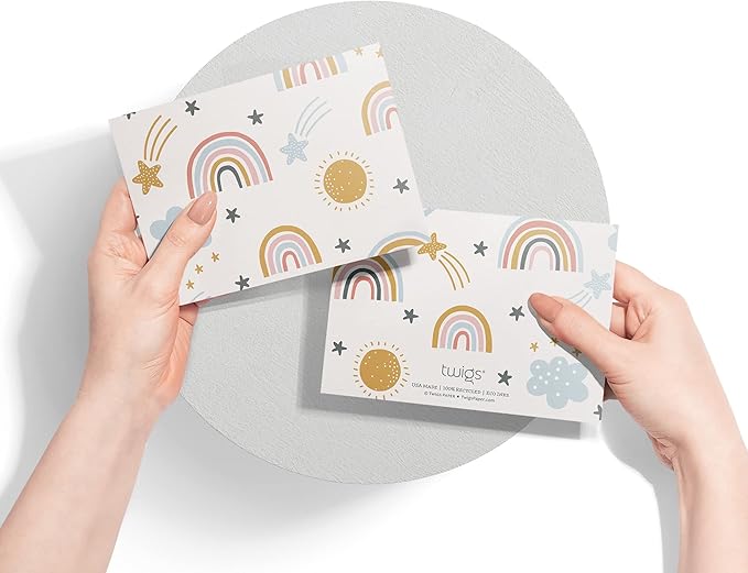 Twigs Paper - 12 Vibrant Rainbow Blank Greeting Cards with Envelopes - 4 Different Design Cute Stationery Set for All Occasions - Assorted Rainbow Bulk Set - Made in USA (5.5 x 4.25, Set of 12)