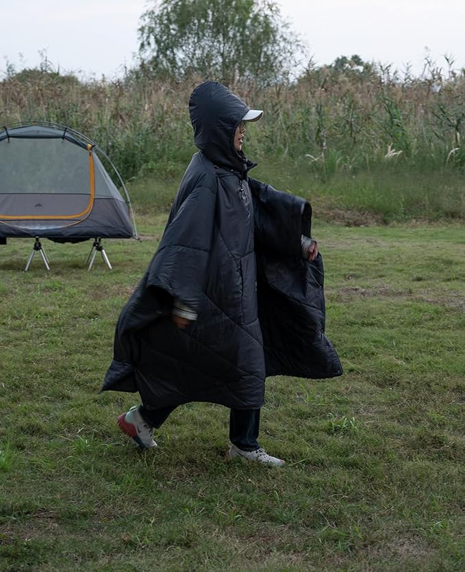 iClimb Hooded 3M Thinsulate Insulation Warm Camping Blanket Wearable Poncho Ultralight Compact
