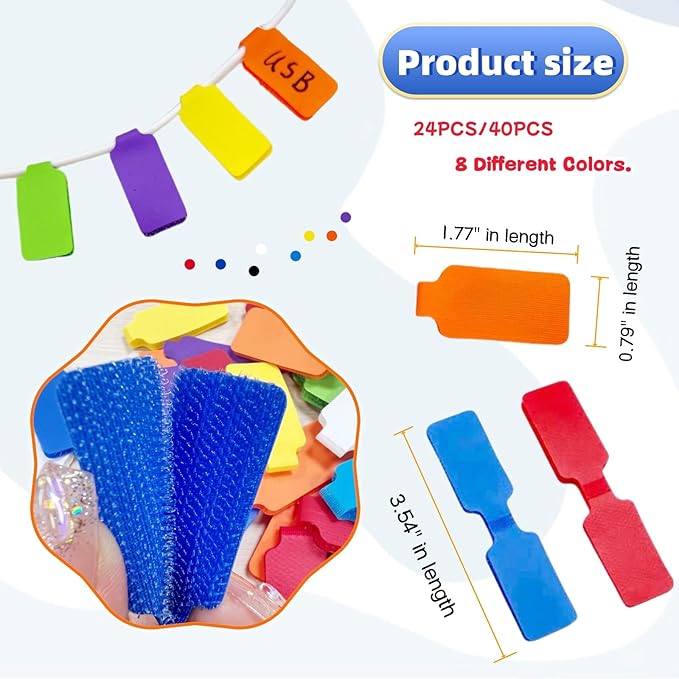 24PCS Multi-Color Cable Ties - Reusable Fastening Straps for Electronics and Cord Organizer, 8 Colors