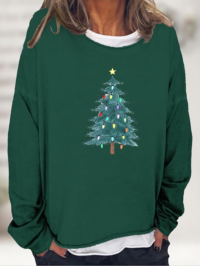 LOAIHA Merry Christmas Sweatshirt Crewneck Snowman Graphic Shirts Christmas Tree Sweater Long Sleeve Xmas Hoodie Pullover