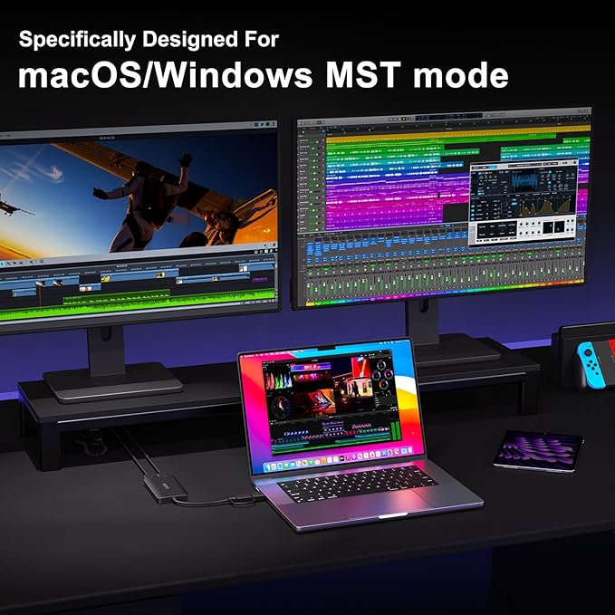 KOZYC USB 3.0 to HDMI Splitter Extended Display Dual Monitors, USB 3.0-A/C to Dual HDMI Adapter 4K@30Hz+1080p@60Hz Compatible MacBook/MacBook Pro Air Dell (MST Support MacOS/Windows)