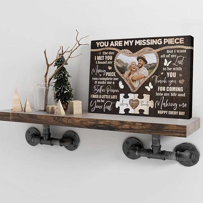 Dem Canvas Personalized Canvas Prints, Custom Photo And Name, You Are My Missing Piece, Wedding Gifts For Couple Anniversary Wedding Engagement Gift For Couples Canvas (18x12)