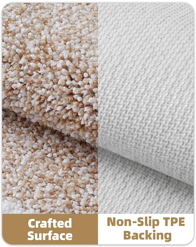 Color&Geometry Bathroom Runner Non Slip, 24"x43" Khaki Bath Runner Rug, Absorbent, Soft, Washable, Microfiber Bath Mat Bathroom Carpet