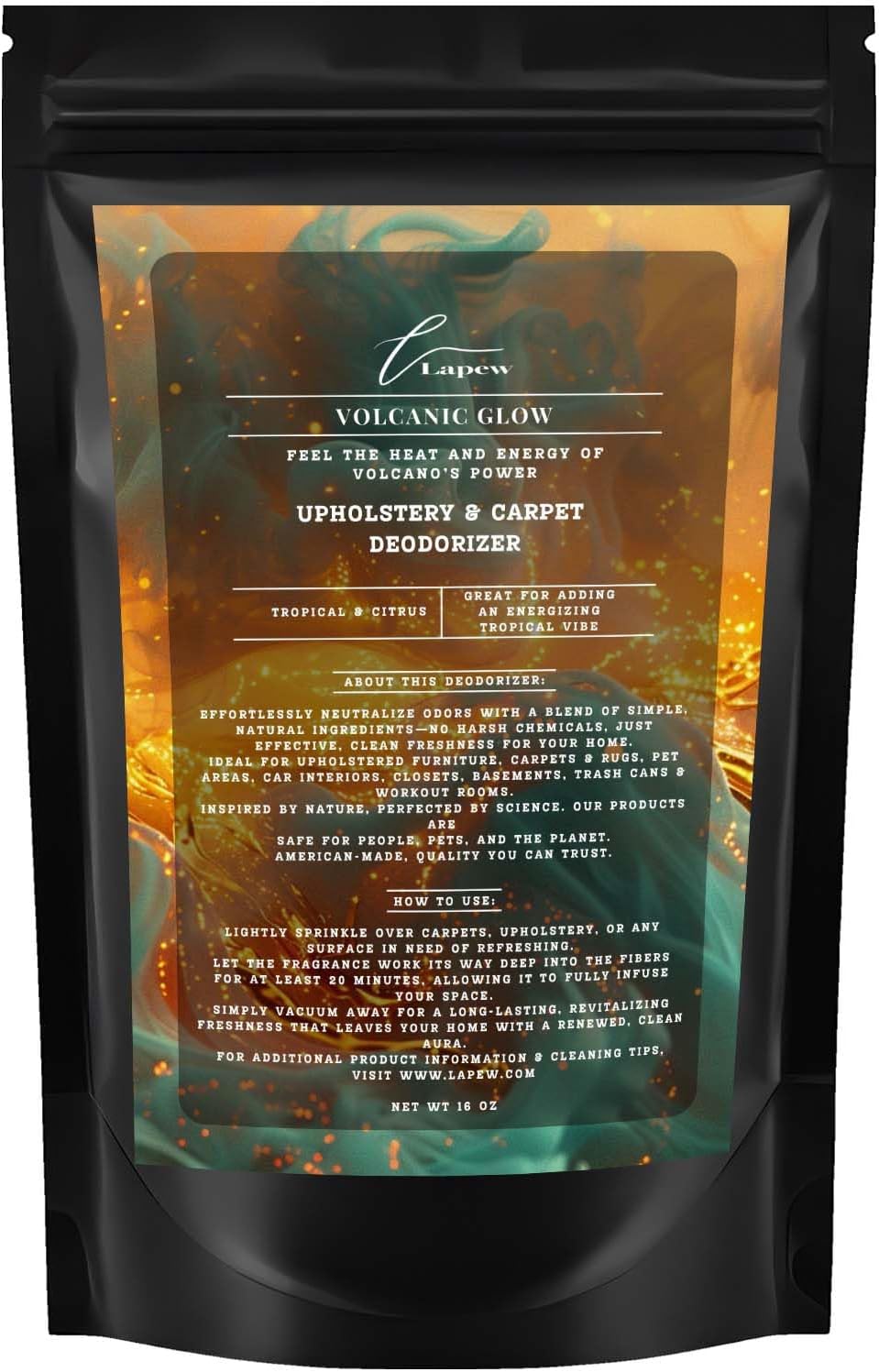 Volcanic Glow Carpet Freshener Powder: Powerful Odor Eliminator for Home, Upholstery Deodorizer, Carpet Deodorizer, Pet Urine, Cat Litter Box - Volcanic Glow Fragrance